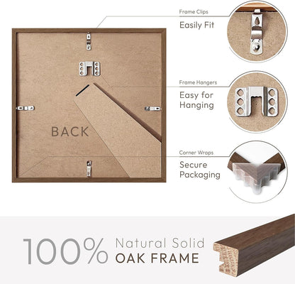 5x7 Picture Frame, Solid Oak Wood 5 x 7 Photo Frame with Mat to 4x6, 7x5 Picture Frames for Wall and Tabletop Display, (Walnut Set of 1)