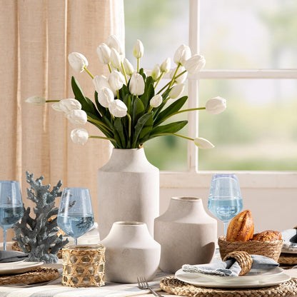 Mitt&Ditt Ceramic Flower Vase with Handles, 11 inch Tall Vase for Centerpieces, Large Decorative Terracotta Vases, Farmhouse Rustic Vases for Home Decor, Living Room, Table, Neutral