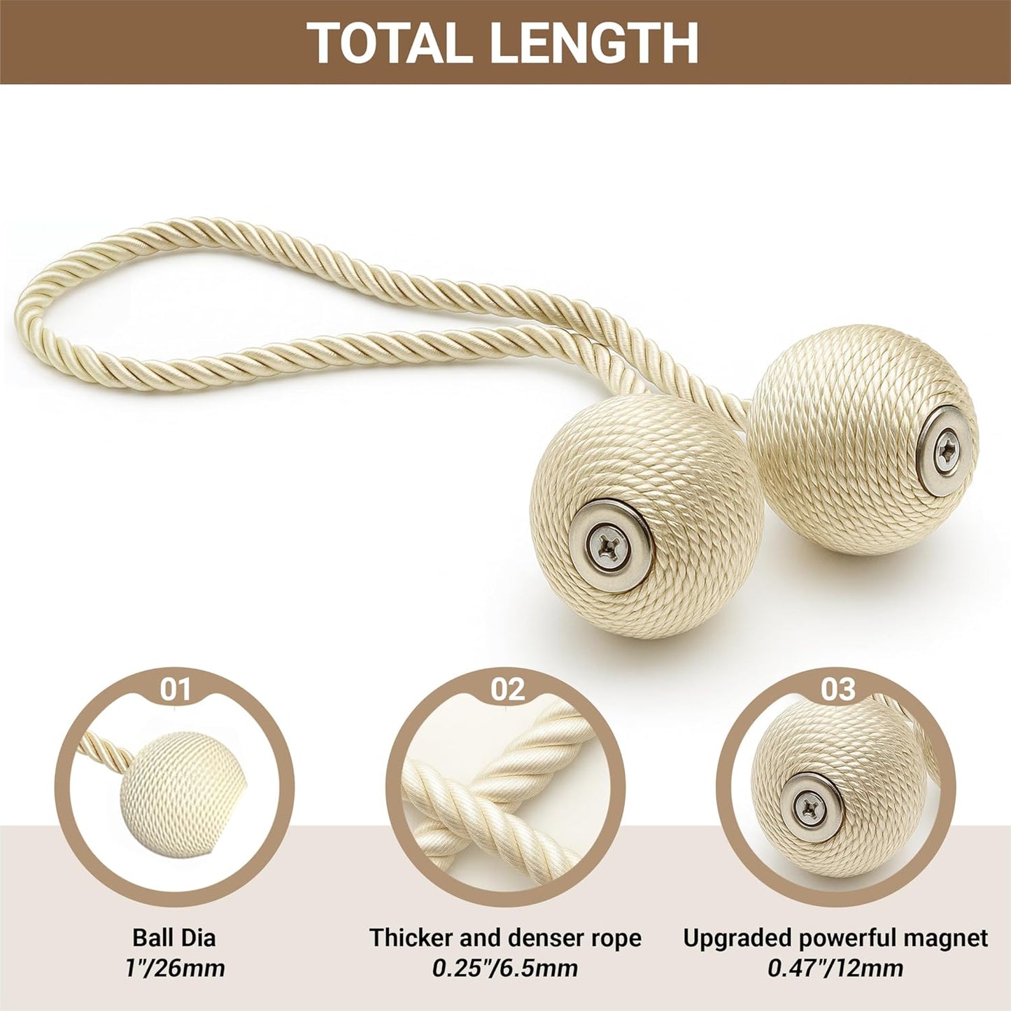 Hion Magnetic Curtain Tiebacks Black 2pcs, Curtain Tiebacks Buckles Holdbacks Holders Hooks Clip for Home Outdoor Bedroom Office Decorative Curtain