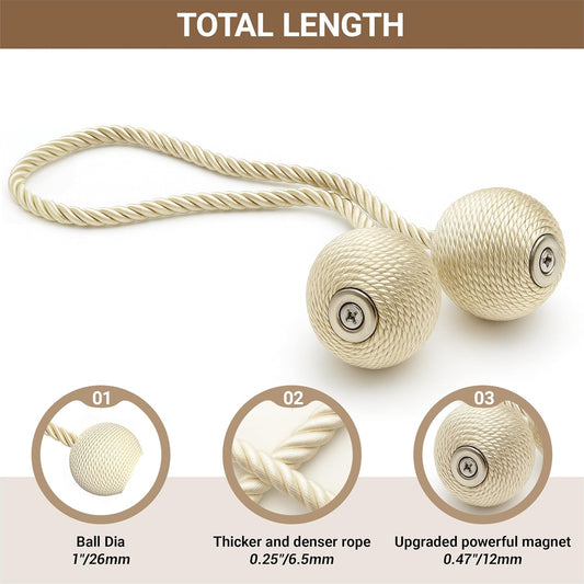 Hion Magnetic Curtain Tiebacks Black 2pcs, Curtain Tiebacks Buckles Holdbacks Holders Hooks Clip for Home Outdoor Bedroom Office Decorative Curtain