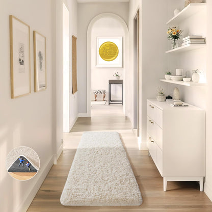 Ophanie Round Rugs 5Ft Ivory Circle Area Rug, Nursery Room Decor, Christmas Aesthetic Bedroom Home Circular Carpet 5 Foot, Fluffy Fuzzy Shag Plush Cream Living Room Rugs for Kids Boys Girls Teen Baby