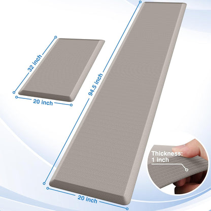 StepRite Kitchen Mats, 2PCS Kitchen Rugs, Cushioned Anti Fatigue Kitchen Mats for Floor, Non-Slip Standing Desk Mat, Waterproof Kitchen Rug Set for Kitchen, Floor, Office, 17.3"x30"+17.3"x47", Black