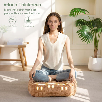HIGOGOGO Floor Pillow Cushion for Adults, Meditation Cushion Pillow, Blended Corduroy Cover, Large Square Floor Sitting for Tatami Living Room or Yoga, 22x22 Inch, Beige