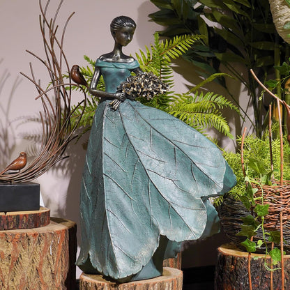 Guichifun Fairy Statue Collection Home Decoration - Leaf Angel Girls Resin Modern Table Decor for Living Room Office Sculpture Decor for Women Indoor Rustic Figurines Gift 5 x 3 x 7.5 Inch