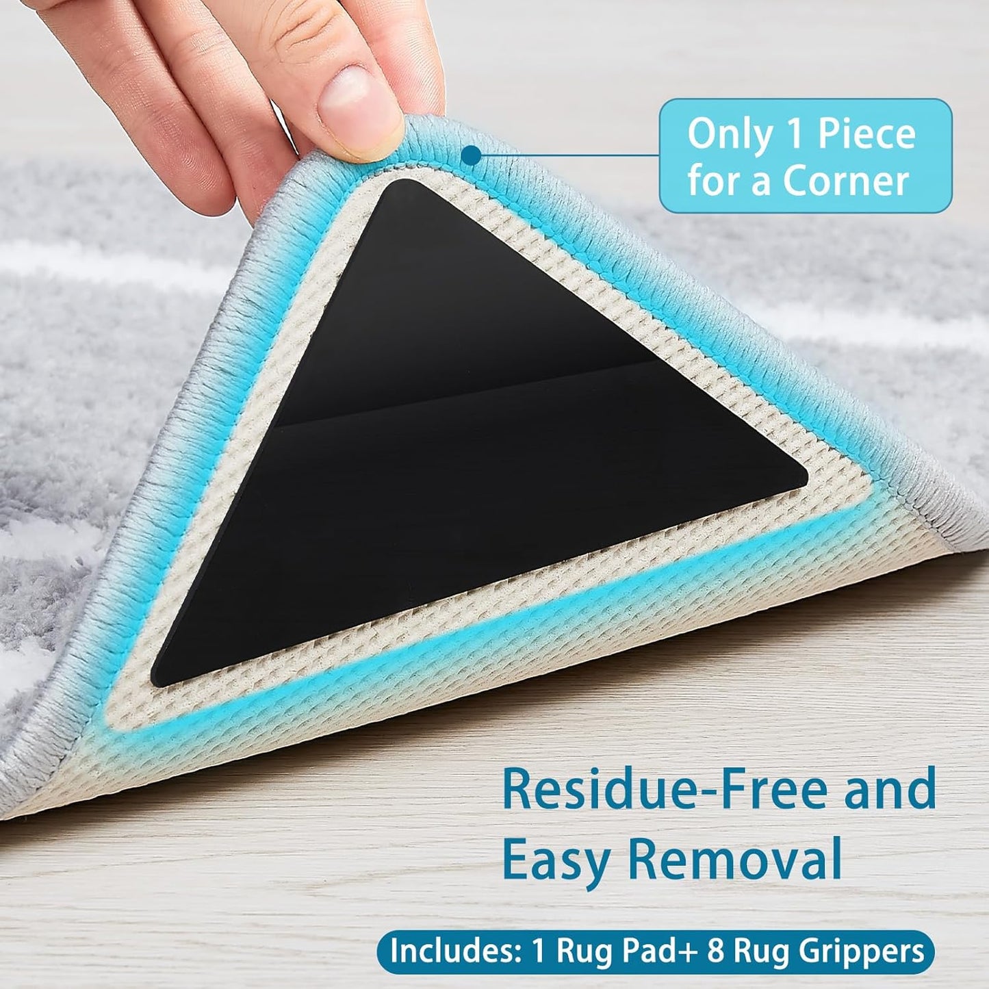 Veken Non Slip Rug Pad Gripper 8 x 10 Feet Extra Thick Pads for Any Hard Surface Floors, Keep Your Rugs Safe and in Place, Under Carpet Anti Skid Mat - Colors B