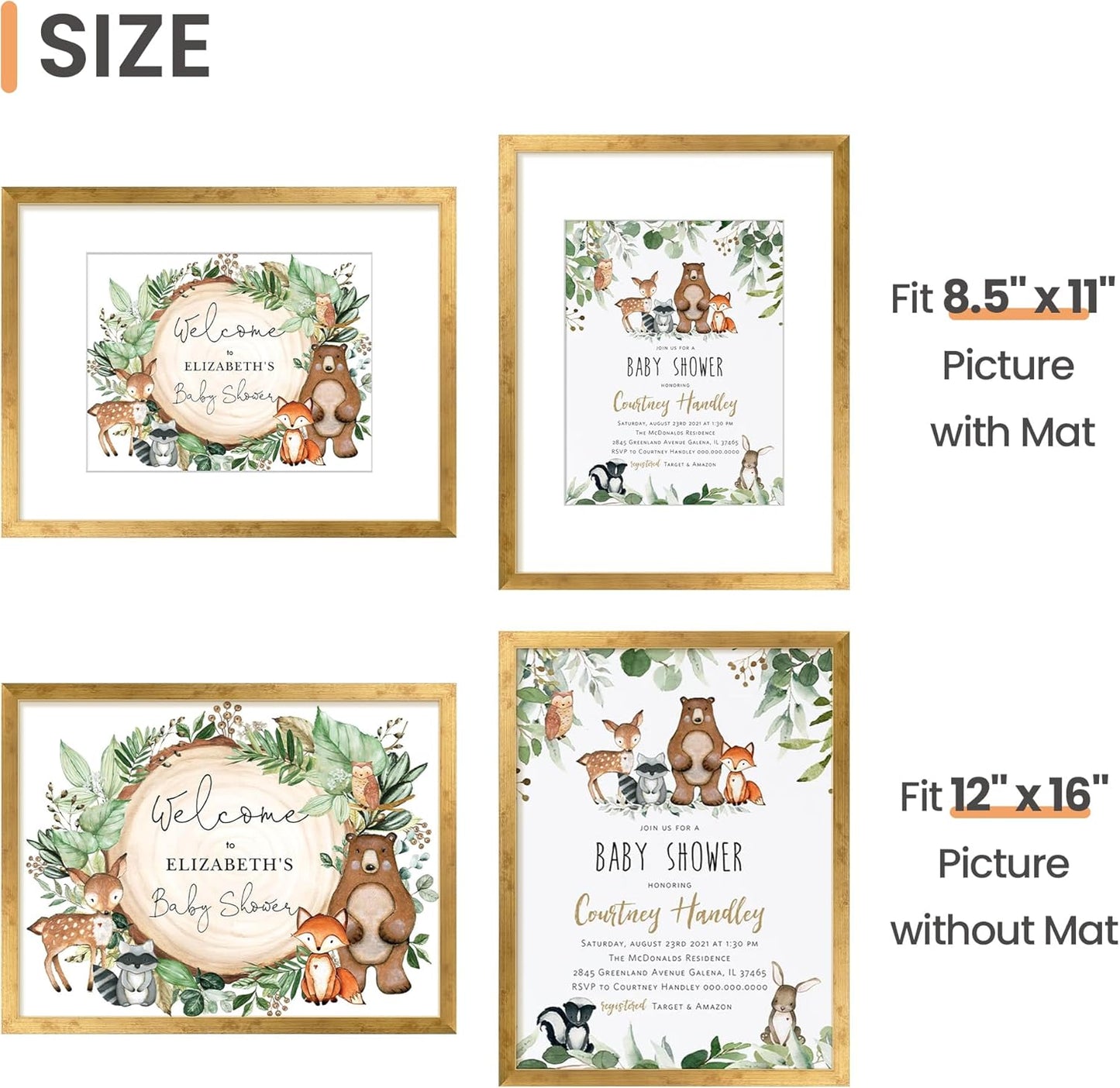 upsimples 8x10 Picture Frame, Display Pictures 5x7 with Mat or 8x10 Without Mat, Wall Hanging Photo Frame, Black, 1 Pack - Colors A