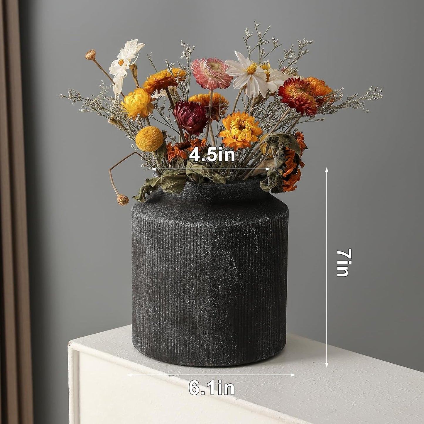 Rustic Vases for Home Decor. Ceramic Vase for Dining Table Decor. Terracotta Decorative Vase 6.1IN. ZSHLXM