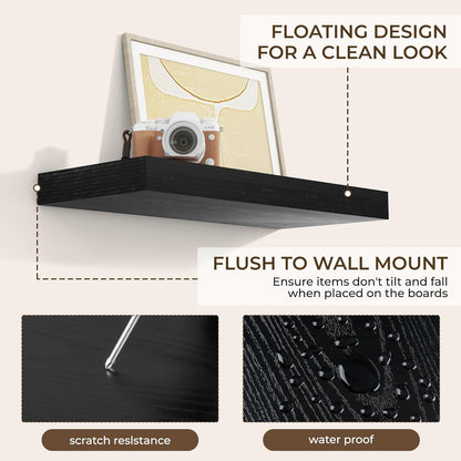 RICHFOCUS 72Inch Floating Shelves for Wall 2 Pack Shelves for Bedroom|Kitchen|Bathroom Wall Mounted Rustic Wood Floating Shelf with Invisible Brackets for Books|Storage|Decor, Rustic Brown