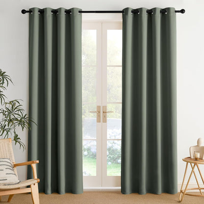 NICETOWN Halloween Pitch Black Solid Thermal Insulated Grommet Blackout Curtains/Drapes for Bedroom Window (2 Panels, 42 inches Wide by 63 inches Long, Black) - Colors C