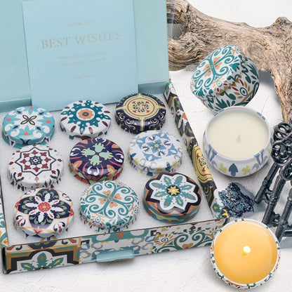 Candles Gift Set for Women, 4 Pack Scented Candles with 8% Essential Oils, 120H Long Lasting Aromatherapy Candles for Home Relaxation