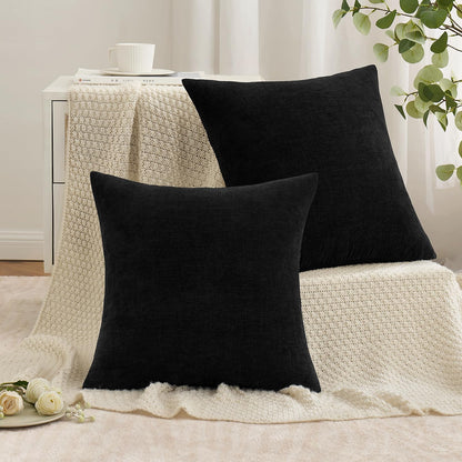 MIULEE Olive Green Couch Pillow Covers 18x18 Inch, Set of 2 Soft Chenille Decorative Square Throw Pillow Covers Farmhouse for Sofa Living Room Bed