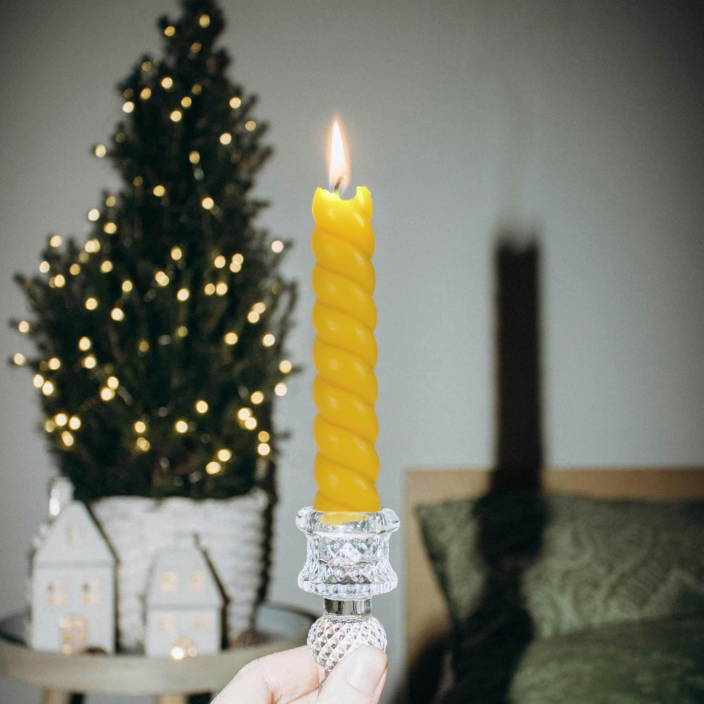 5 Inch Spirat Tapared Candles 10 Pack,0.78" Diameter Ivory Naturel Bee Candles Candlestick,7 Hours Long Lasting Smokeless and Unscented for Home Decoration