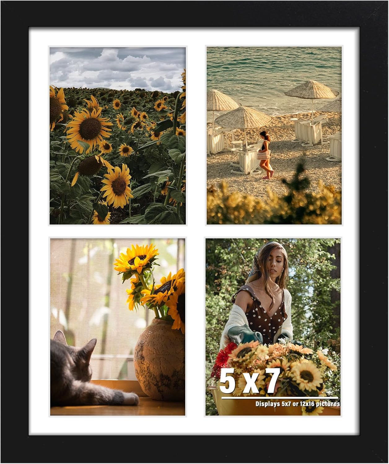DUENPY 14x26 Collage Picture Frame 4x6 Collage Picture Frame Displays Twelve 4x6 inch Photos Available Horizontal Wall Mounting Display and Vertical Black - Colors A