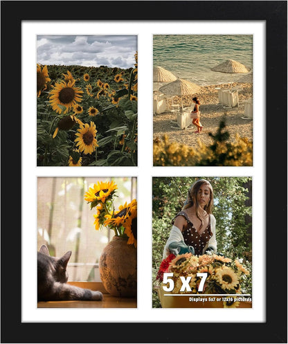 DUENPY 14x26 Collage Picture Frame 4x6 Collage Picture Frame Displays Twelve 4x6 inch Photos Available Horizontal Wall Mounting Display and Vertical Black - Colors A