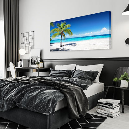 Baisuart S02250 Canvas Prints Wall Art Beach Sunset Ocean Waves Nature Pictures Stretched Canvas Wooden Framed for living Room Bedroom and Office