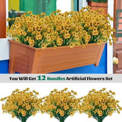Lnoicy Artificial Greenery Plants Outdoor UV Resistant Fake Plants Boxwood Shrubs Grass,20 Bundles for Farmhouse Home Garden Office Patio Backyard Wedding and Indoor Outdoor Decoration