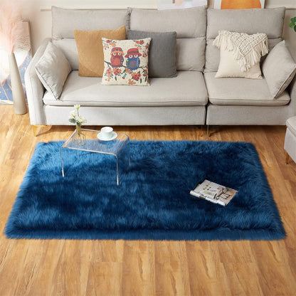 EasyJoy Ultra Soft Fluffy/Fuzzy Shaggy Area Rug Faux Fur Chair Cover Seat Pad for Bedroom Floor Sofa Living Room (2 x 6 ft Sheepskin, Beige)