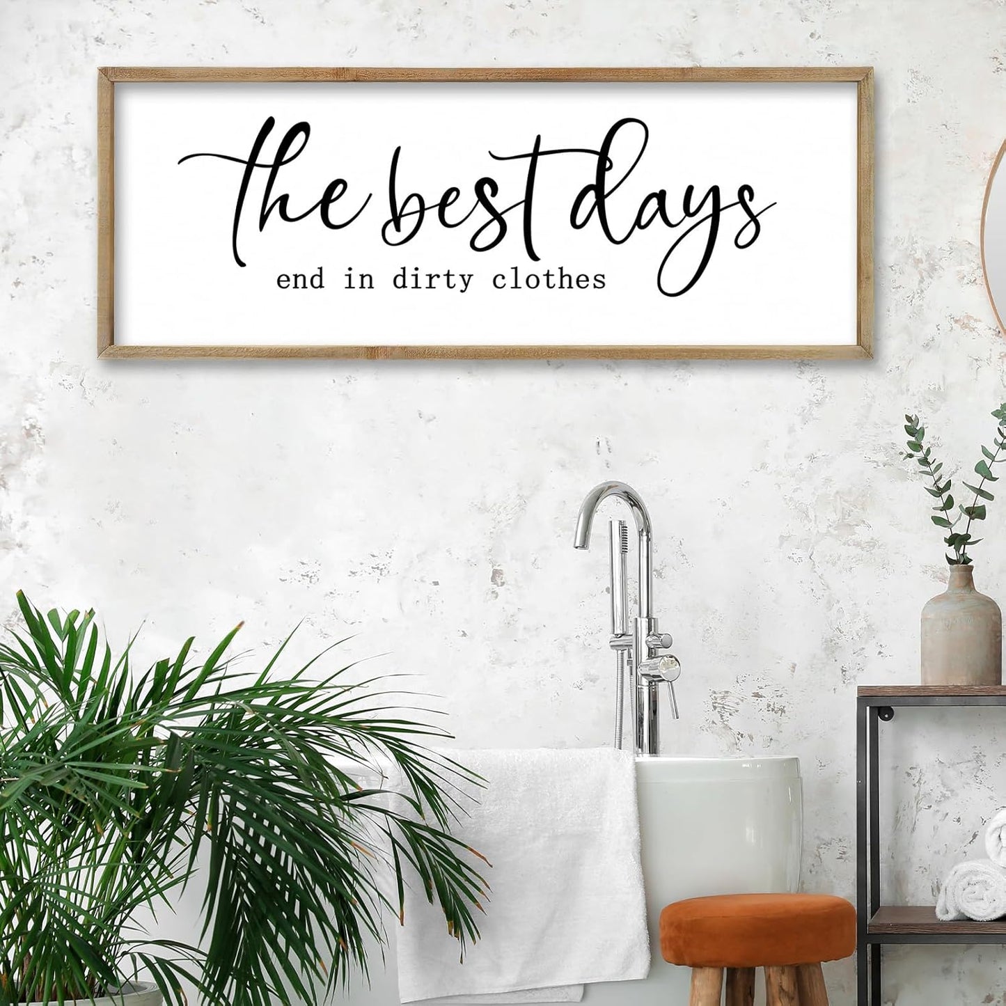 FZMHASLWW Gather Sign Wall Decor 32"×12" Large Wooden Framed for Dining Room Simple Home Kitchen Hanging Art (Wood)