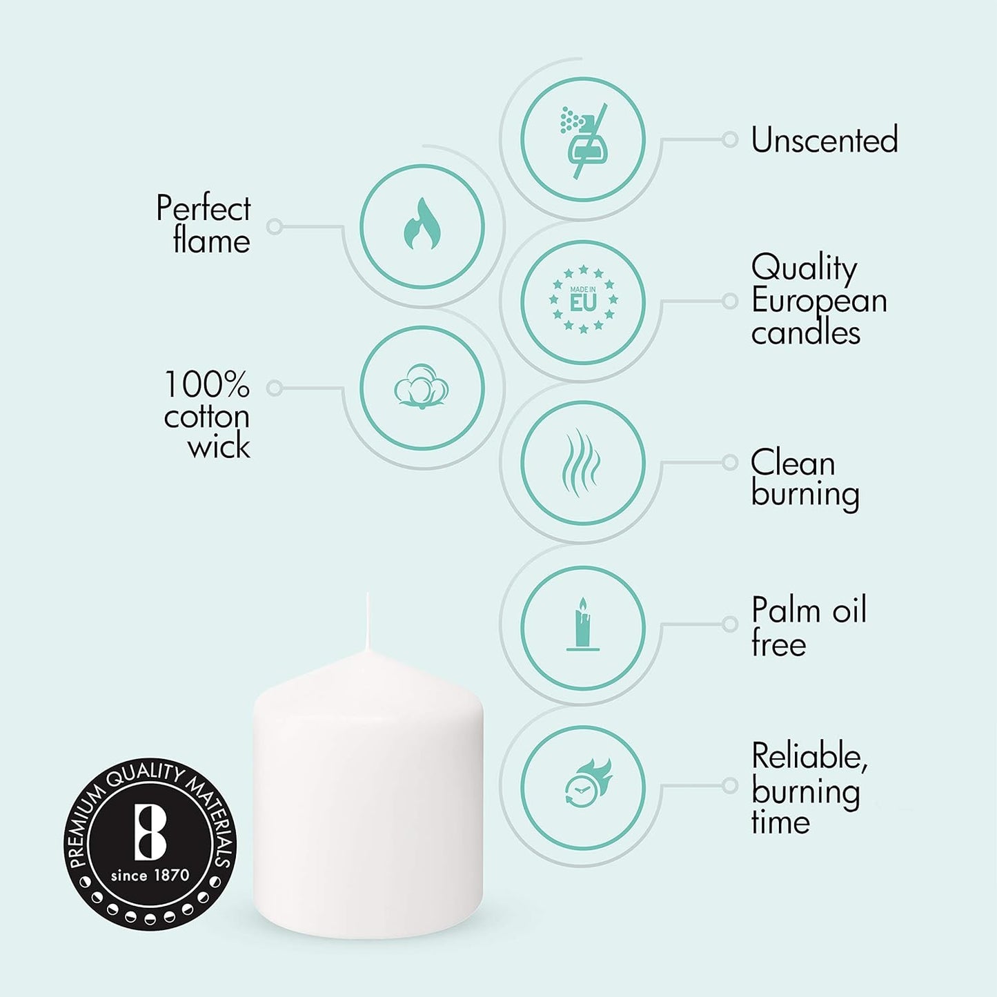 BOLSIUS 6 Ivory Pillar Candles Bulk - 3x4 Inches Candle Set - 40+ Hours Clean Burning - No Palm Oil - 0% Animal Fat - Premium European Quality - Unscented Dripless Restaurant Pillars