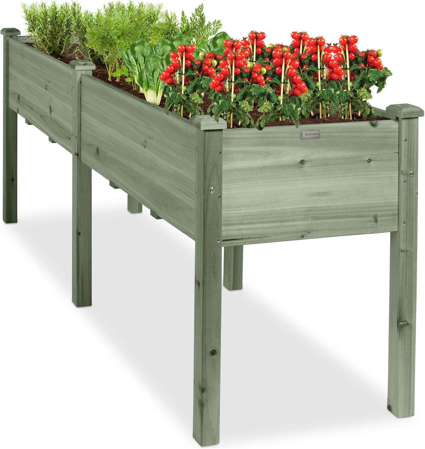 Best Choice Products 72x24x30in Raised Garden Bed, Elevated Wood Planter Box Stand for Backyard, Patio, Balcony w/Divider Panel, 6 Legs, 300lb Capacity - Natural
