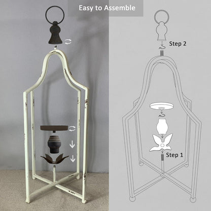 12.5" & 16.5" Timeless Cozy Decorative Lanterns Set of 2, Handcrafted Metal Iron Candle Holders, Farmhouse Elegance Fireplace Mantel Table Festive Gatherings Decor (Antique Gold)