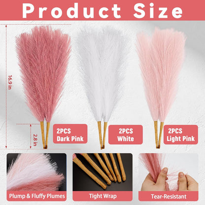 30pcs Pampas Grass Decor,21" Artificial Pompous Grass Bulk,Small Vase Filler Pompas Grass for Home Wedding Living Room Wall Party Decoration (Beige,Light Brown, 21 Inch 30 Pcs)