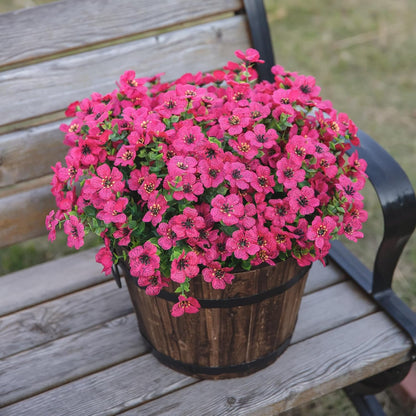 HyeFlora Artificial Flowers for Outdoor Indoor Garden Home Decoration, Faux Flower Daisy with Eucalyptus Leaves Fake Plants Greenery Boxwood Porch Patio, 12 Bundles (Mix Pink Red Purple Yellow)