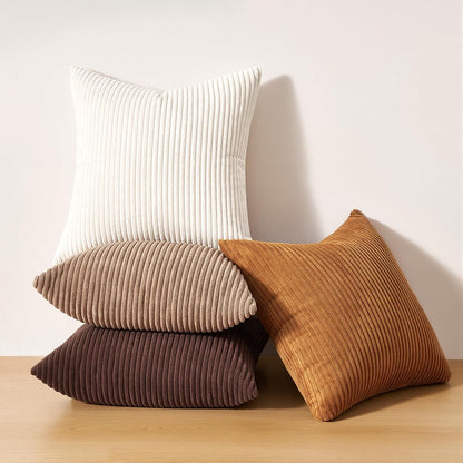 Topfinel Decorative Throw Pillow Covers Cushion Cases, Set of 4 Soft Velvet Modern Double-Sided Designs, Mix and Match for Boho Farmhouse Fall Home Decor (18x18 inch, Orange/Teal)