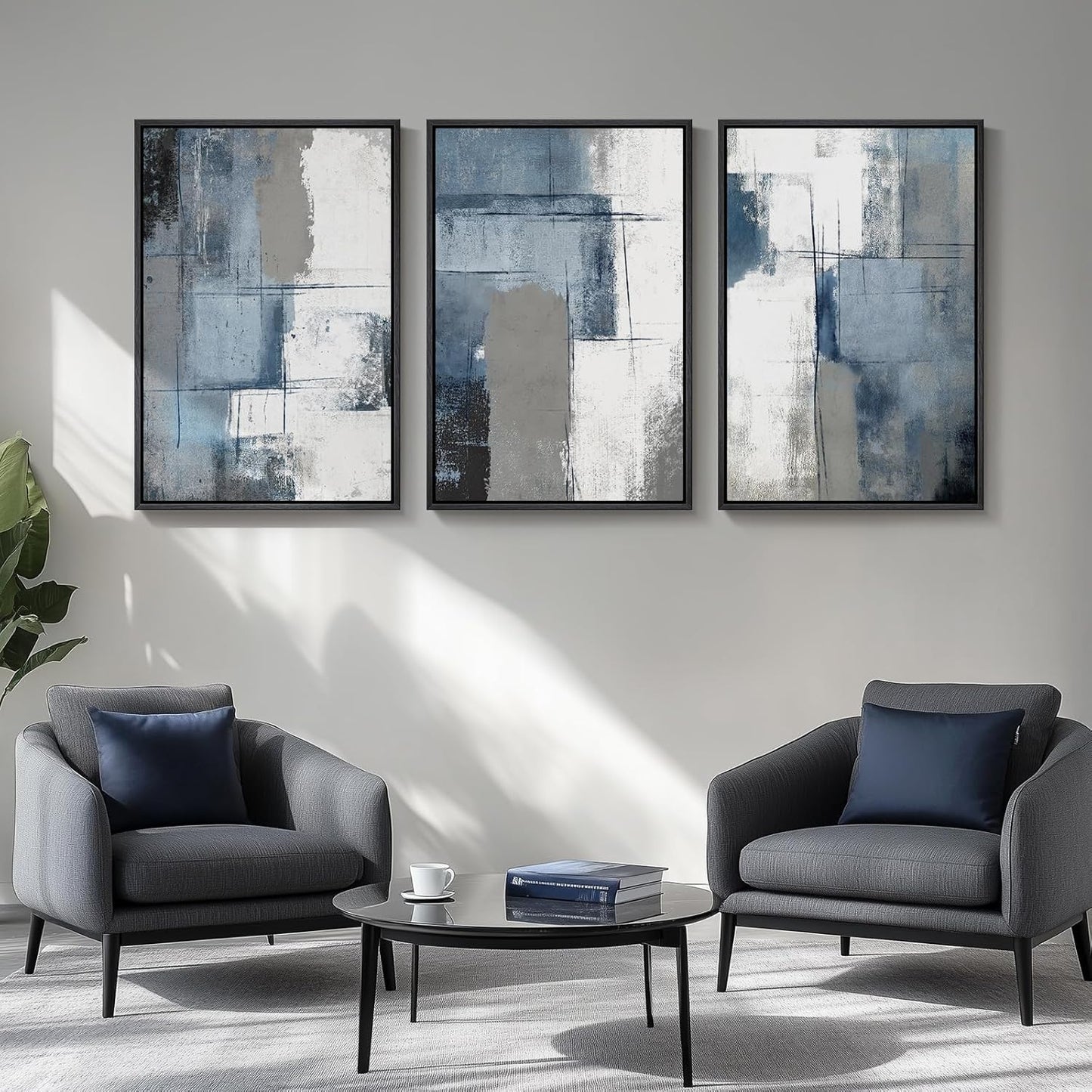 Large Framed Abstract Nature Landscape Wall Art for Living Room, Set of 3 Modern Canvas Prints Paintings Artwork for Walls, Green Lake Pictures for Hallway, Dining Room, Office Wall Decor 24x36 Inch