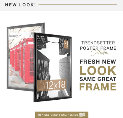 MCS Trendsetter 24x36 Poster Frame Black High-Gloss, Vertical & Horizontal Wall Hanging Large Picture Frame for Photos, Posters & Art Prints (1-Pack)