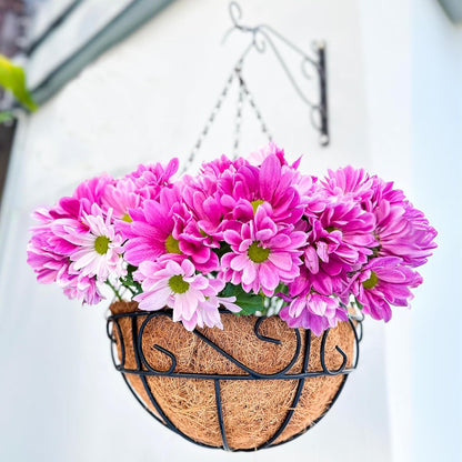LaLaGreen Hanging Planter for Outdoor Plants (12 Inch, 2 Pack) Hanging Baskets with Coco Liner, Black Metal Wire Flower Basket Pots with Hook Hanger Balcony Porch Farmhouse Country Style Garden Decor