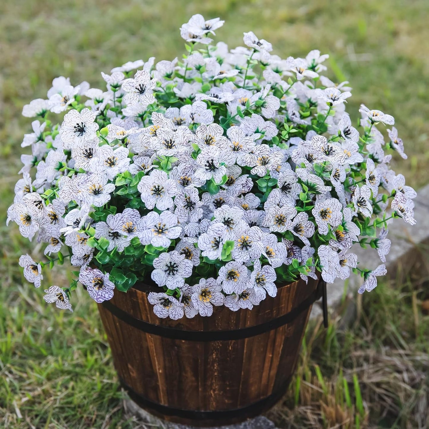 HyeFlora Artificial Flowers for Outdoor Indoor Garden Home Decoration, Faux Flower Daisy with Eucalyptus Leaves Fake Plants Greenery Boxwood Porch Patio, 12 Bundles (Mix Pink Red Purple Yellow)