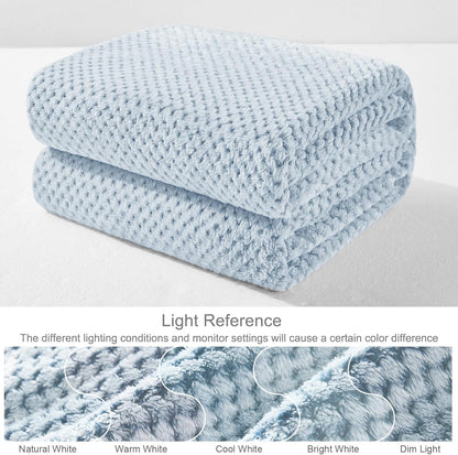 Exclusivo Mezcla Fleece Throw Blanket Extra Large, Super Soft and Warm Blankets for Couch, Sofa and Bed Waffle Textured, Cozy, Fuzzy and Lightweight (Slate Blue, 50x70 Inches)