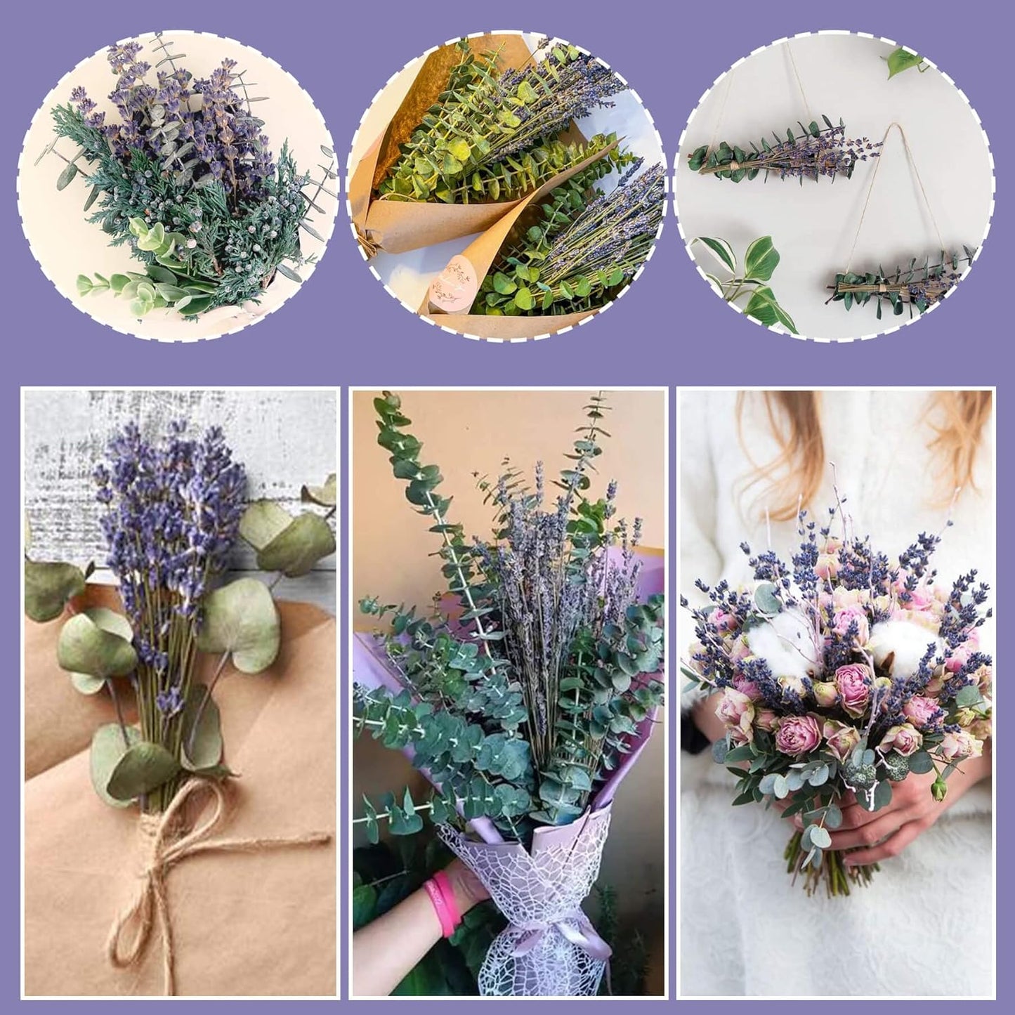 115 Pcs Eucalyptus Stems & Lavenders Flowers Bundles for Shower, 17'' Upgrade Hanging Shower Plant, Natural Real Eucalyptus Leaves Lavenders Stems with Chrysanthemums, Fragrant Bathroom Decor