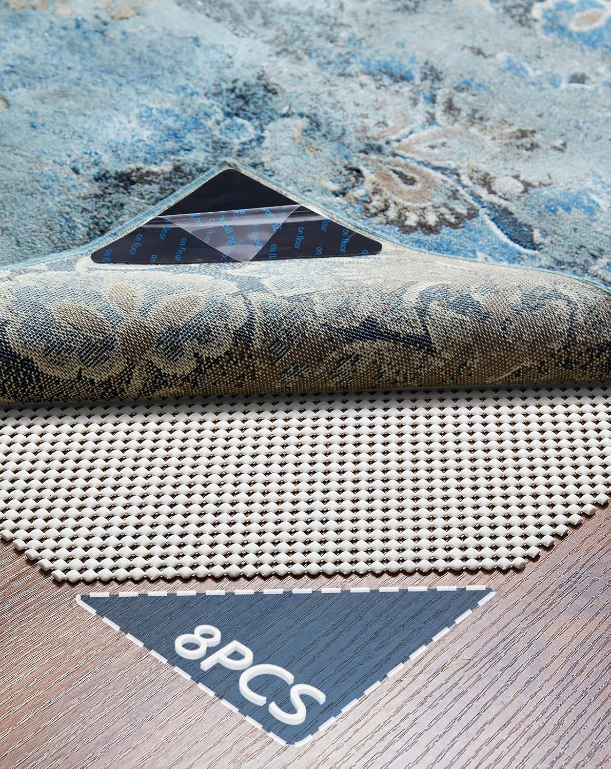 Veken Non Slip Rug Pad Gripper 8 x 10 Feet Extra Thick Pads for Any Hard Surface Floors, Keep Your Rugs Safe and in Place, Under Carpet Anti Skid Mat - Colors B