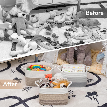 Goodpick Cube Storage Bins - Towel, Book, Cloth, Shoes, Closet Shelf Woven Baskets for Office, Baby Laundry, Toys, 13''x10''x9''