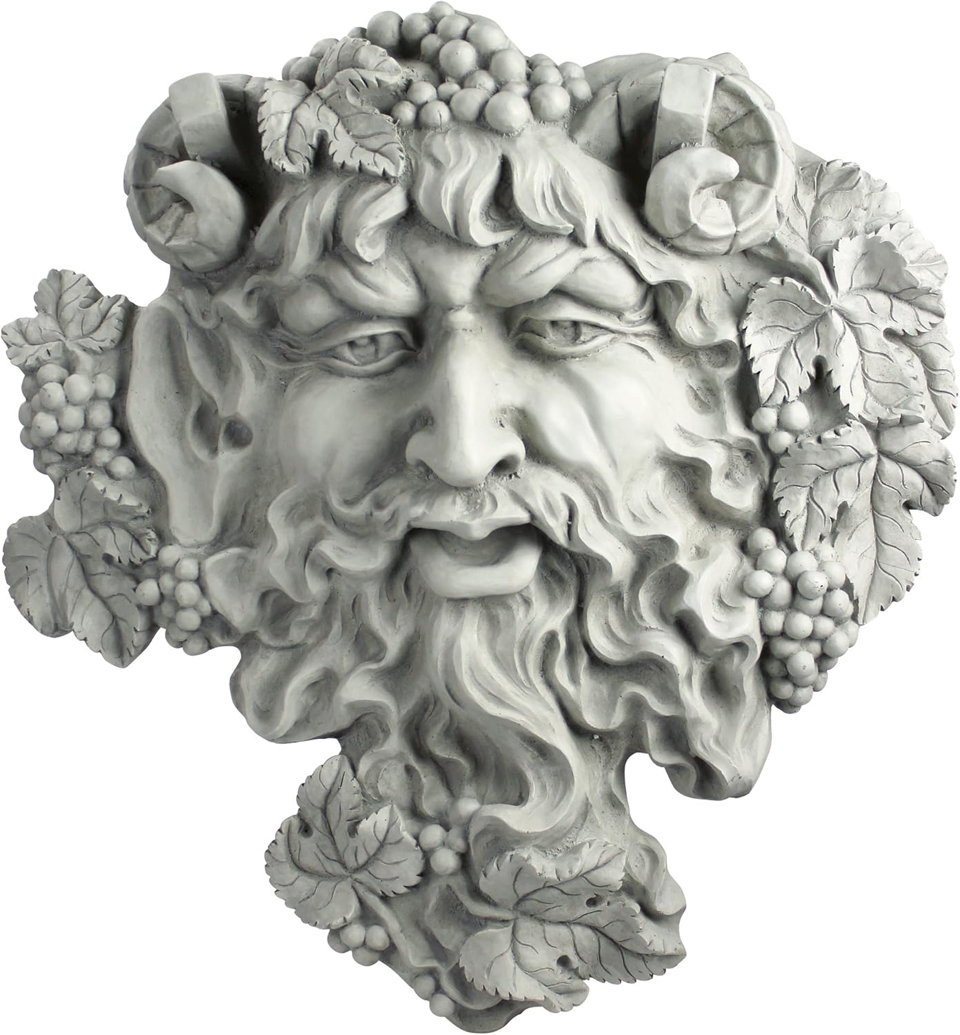 Design Toscano Bacchus, Grape Harvest Wine Greek Greenman Face Wall Sculpture, Medium, 12 inches tall, Cast Stone Resin, Antique Stone Finish