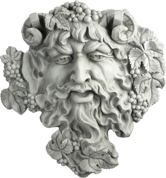 Design Toscano Bacchus, Grape Harvest Wine Greek Greenman Face Wall Sculpture, Medium, 12 inches tall, Cast Stone Resin, Antique Stone Finish
