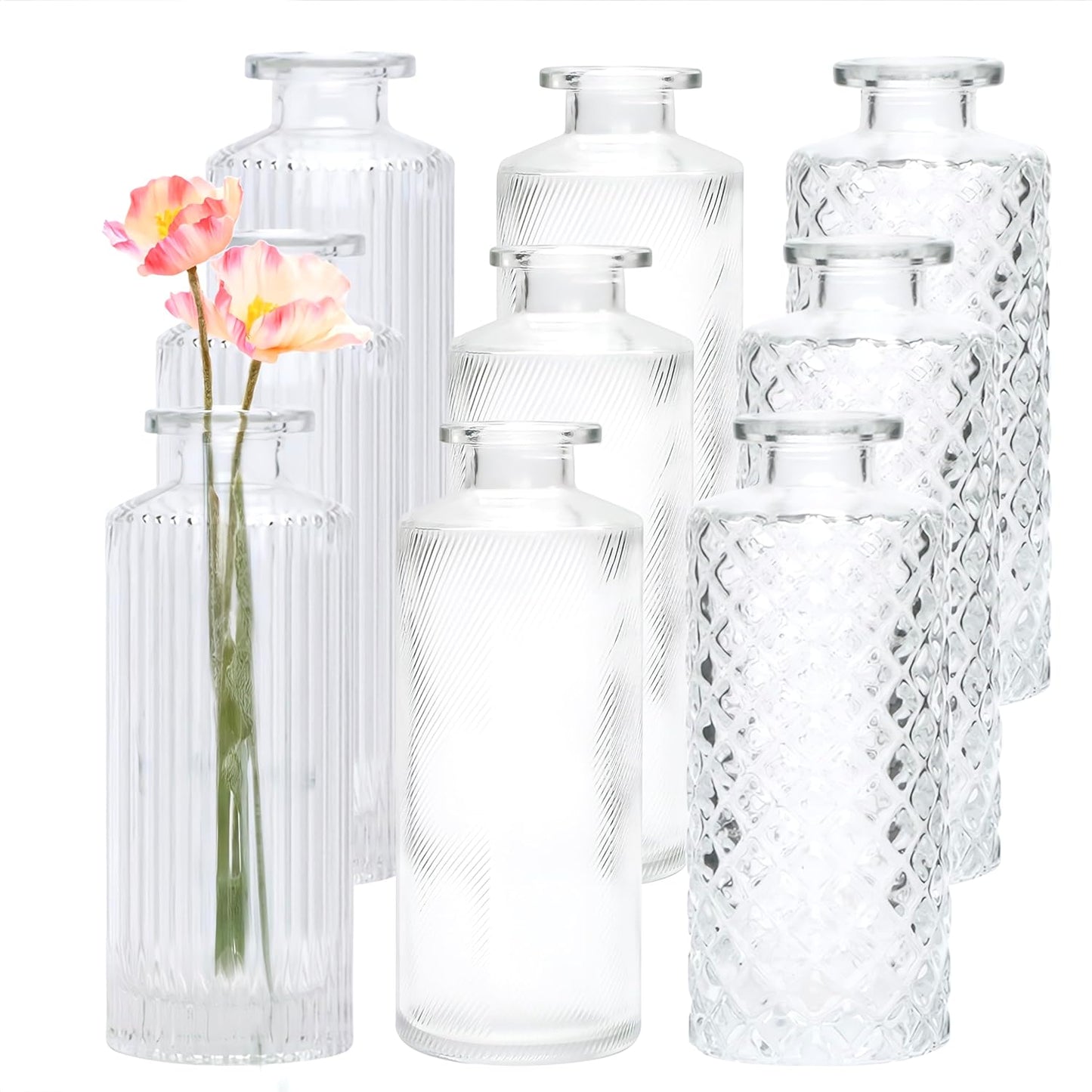 Glass Bud Vase Set of 32 pcs,Bud Vases in Bulk,Small Vases for Centerpieces, Mini Flower Vase Bulk for Rustic Wedding Home Table Decorations