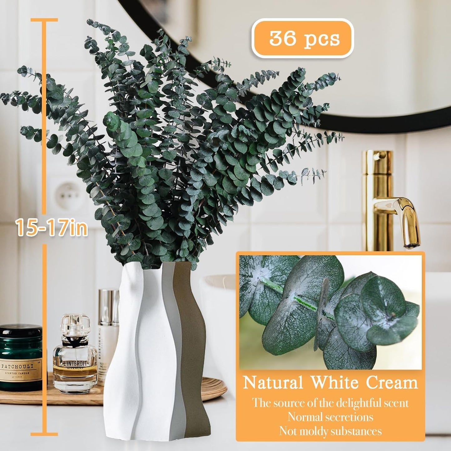 12PCS Dried Eucalyptus for Shower Hanging - 17'' Real Large Preserved Eucalyptus Stems Green Home Decor, 100% Made from Fresh Eucalyptus Leaves, Bathroom Shower Decor, Wedding, DIY