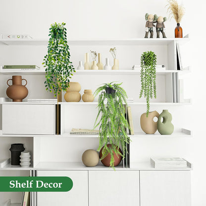Der Rose 6Pcs Fake Plants Hanging Artificial Eucalyptus Vines Faux Potted Hanging Plants Indoor for Bathroom Kitchen Wall Shelf Outdoor Decor