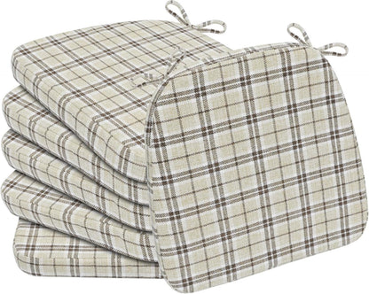 AAAAAcessories D-Shaped Chair Cushions, 2" Thick Dining Chair Pads with Ties and Removable, Machine-Washable Cover, 17" x 16", Set of 4, Oatmeal Beige - Colors A