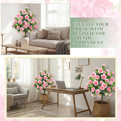 Lunmon 2 Pack 3ft Artificial Camellia Plants Tree 36" Faux Camellia Flower with Spike UV Resistant Realistic Fake Floral Blooming Bush for Indoor Outdoor Front Door Porch Backyard Garden, Purple