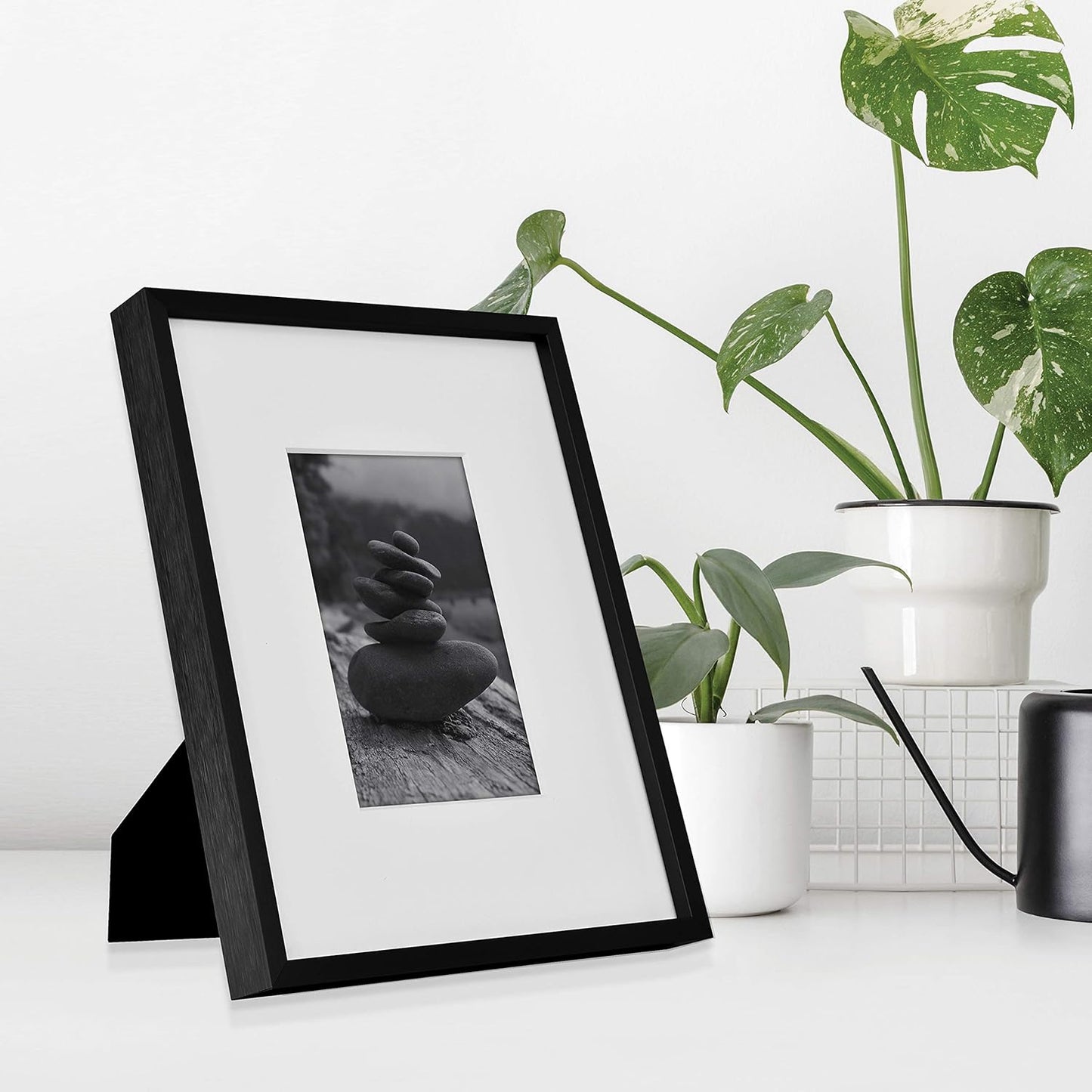 MCS Master & Co. Foundry Metal 18x18 Matted Picture Frame with 8x8 Photo Display, Black Vertical & Horizontal Wall Hanging Frame for Photos & Artwork (1-Pack)