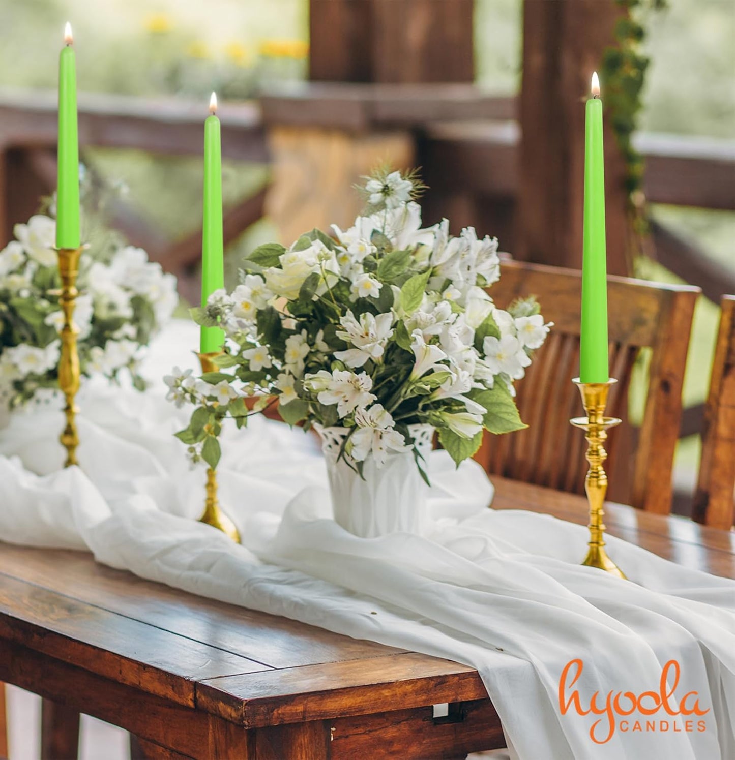 Hyoola Tall Taper Candles - 10 Inch Metallic Gold Unscented Dripless Taper Candles - 8 Hour Burn Time - 4 Pack