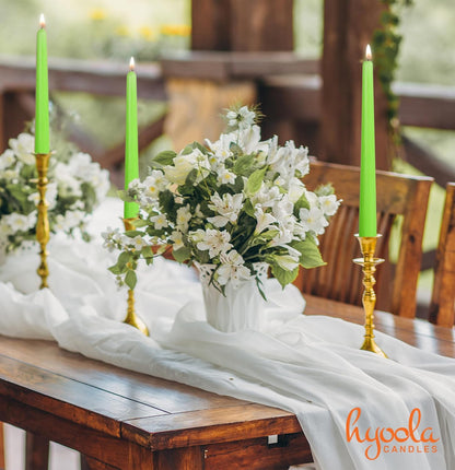 Hyoola Tall Taper Candles - 10 Inch Metallic Gold Unscented Dripless Taper Candles - 8 Hour Burn Time - 4 Pack