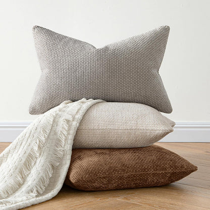 MIULEE Pack of 2 Couch Throw Pillow Covers 18x18 Inch Neutral Beige Modern Boho Accent Decorative Pillow Covers Soft Chenille Farmhouse Cushion Covers for Home Decor Bed Sofa Living Room
