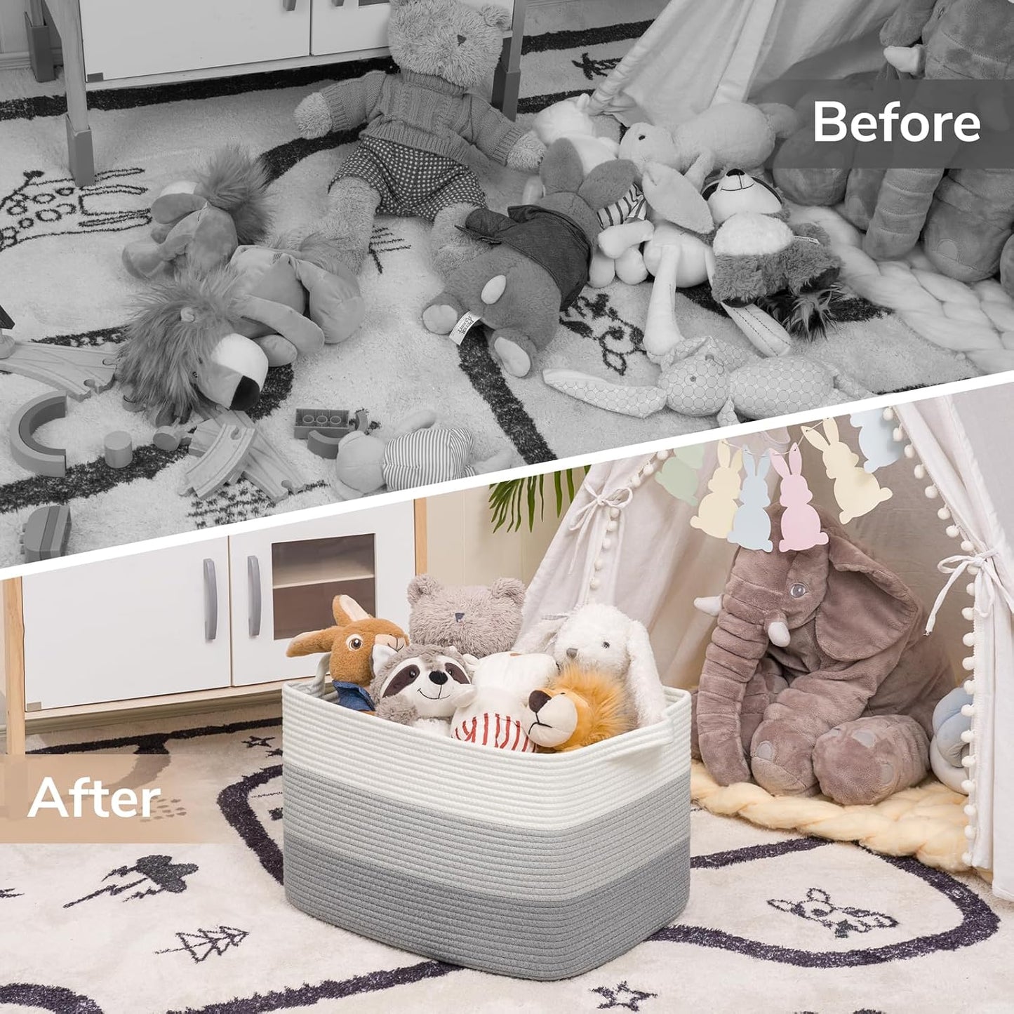 Goodpick Cube Storage Bins - Towel, Book, Cloth, Shoes, Closet Shelf Woven Baskets for Office, Baby Laundry, Toys, 13''x10''x9''