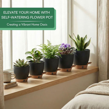 montresor 12/10/8 Inch Self Watering Pots for Indoor Plants Plastic Large Plant Pots for Outdoor Plants, Water Level Window & Spacious Reservoir Flower Pots Decorative Planter with Drainage and Tray