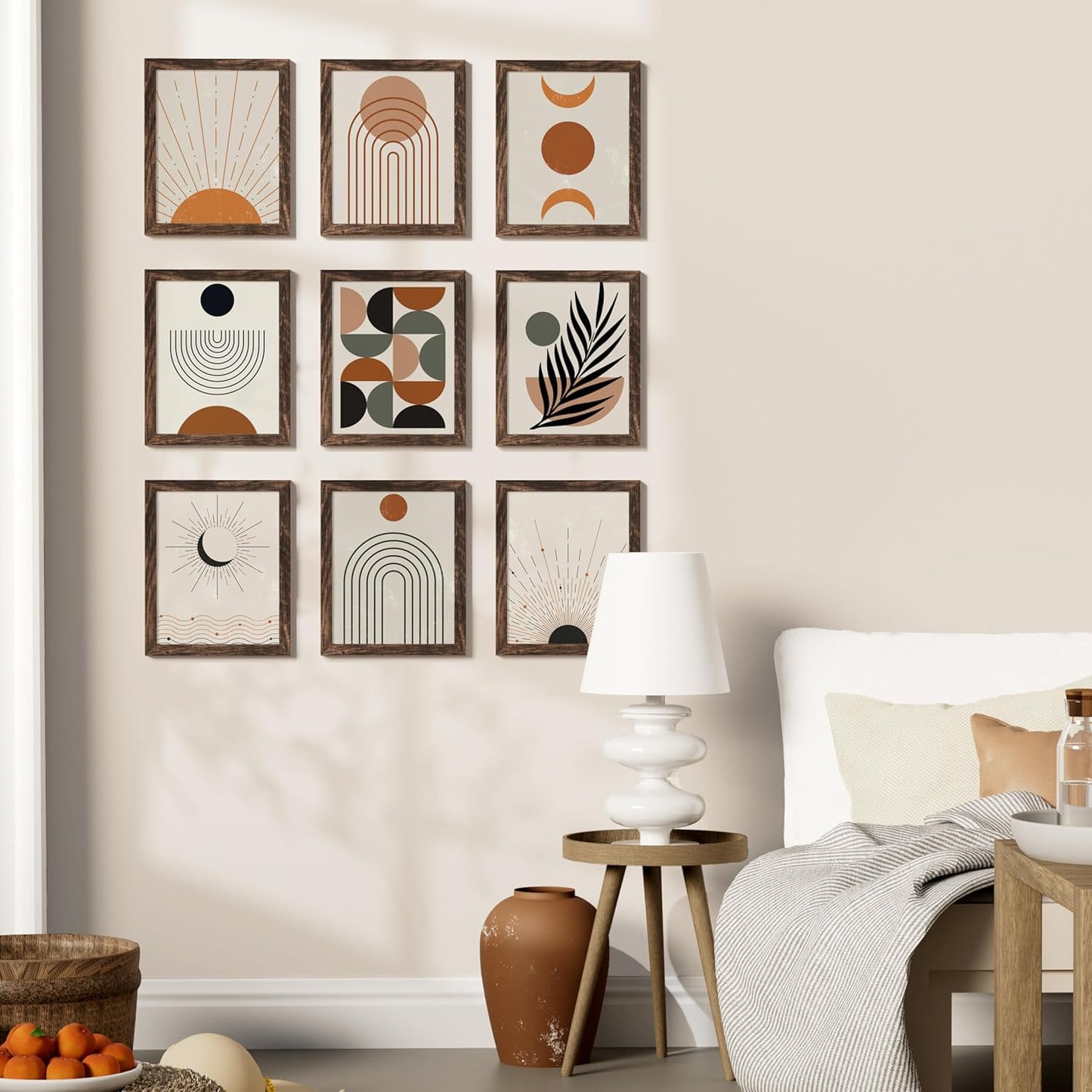 Vittanly 8x10 Picture Frames Set of 9, Shatter Resistant Plexiglass, Display 5x7 Pictures with Mat or 8x10 without Mat, Photo Frames for Wall or Tabletop, Engineered Wood, Black - Colors A